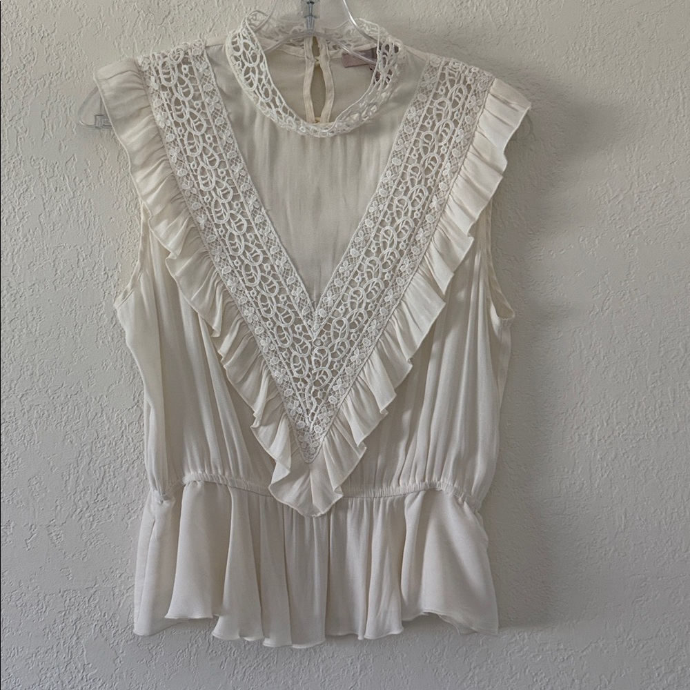 Elegant White Lace Trim Blouse